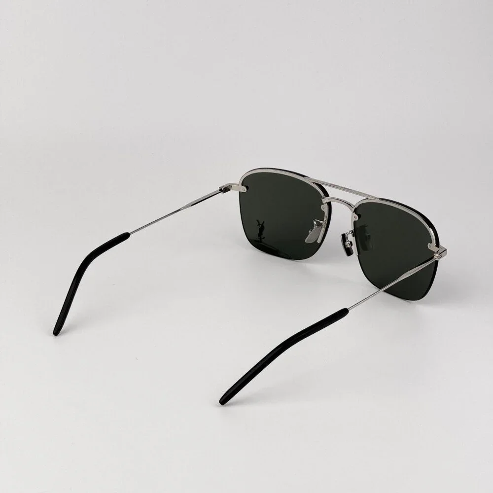 Saint Laurent SL309M 002 Pilot Sunglasses – Silver Frame with Grey Lenses - Picture 4 of 12